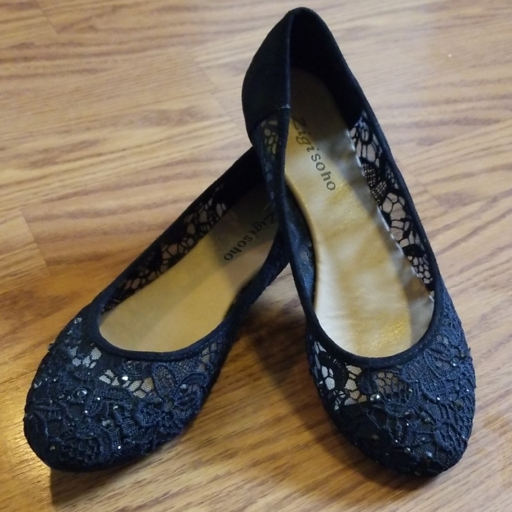 Black Sparkly Flats